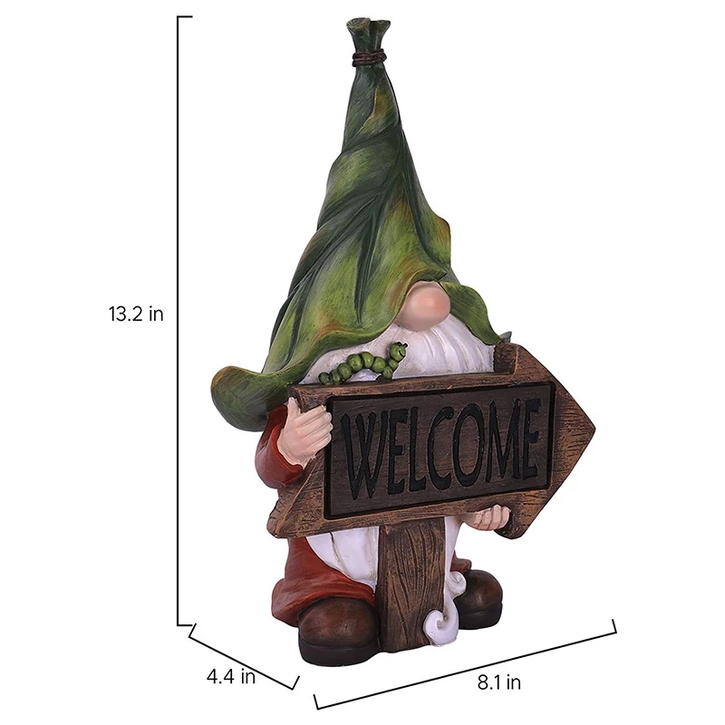 

Garden Dwarf Statue-Resin Dwarf Statue with Solar LED Light Welcome Sign Garden Lawn Porch Decoration