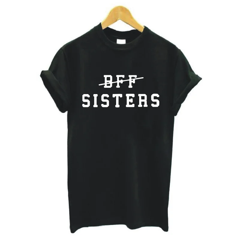 Женская футболка с принтом Bff Sister Повседневная хлопковая Футболка Харадзюку