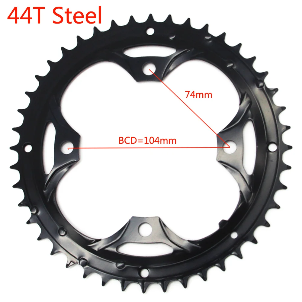 MTB кольцо цепи велосипеда цепь для SHIMANO SRAM Универсальный шатун 22 T/24 T/26 T/32 T/38 T/42 T/44 T 104BCD 64BCD велосипедная звездочка - Color: 44T steel