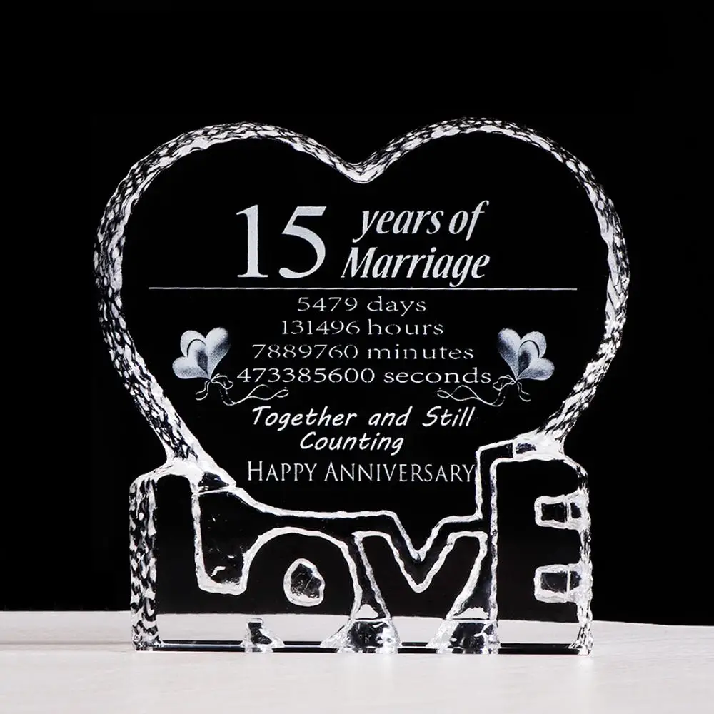 

15th/20th Anniversary Gift for Her K9 Crystal LOVE Heart Sculpture Keepsake Gifts Keepsake Gifts for Her Wife Him Husband