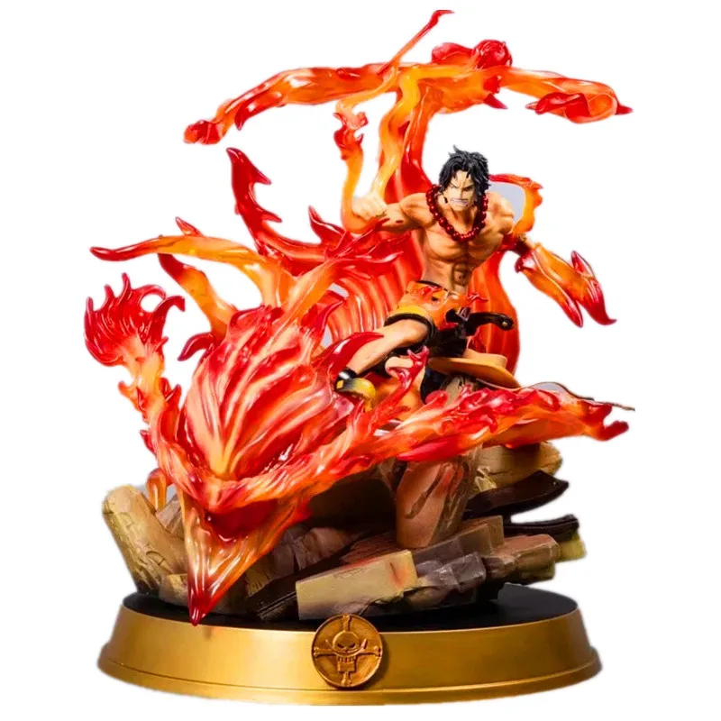 

15.3" Anime ONE PIECE Portgas D Ace Fists Of Fire Luffy's Brother GK PVC Statue Box Action Figure Collectible Model Toy W14 39cm
