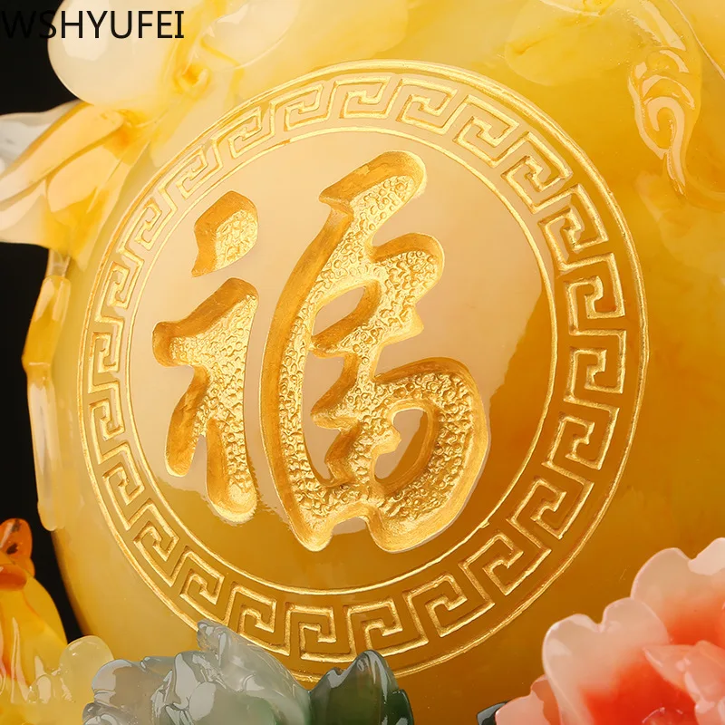 

WSHYUFEI Chinese Resin Decoration Crafts lucky Auspicious Gifts Living Room Study Office Desktop Decorations Shop Ornaments