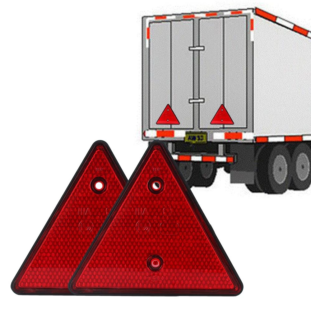 

Red Rear Reflectors 2PCS Triangle Reflective For Gate Posts Safety Screw Reflectors