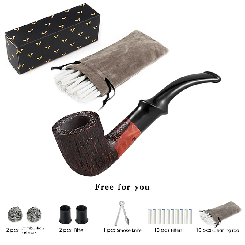 Классические трубки для курения из бриара с бесплатным набором для курения, подходят для активных угольных фильтров 9 мм. Бесплатная доставка.