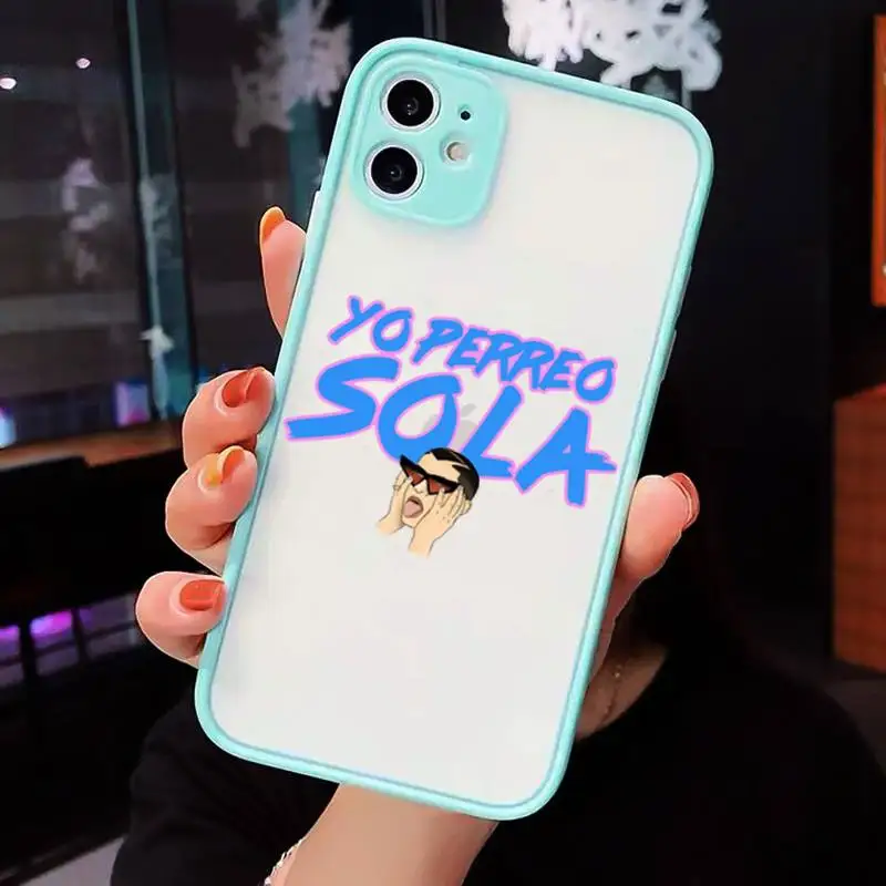 

Yo Perreo Sola Bad Bunny Maluma Phone Case Matte transparent For blue iPhone 12 Mini 11 Pro XR XS Max 7 8 Plus X Back Cover