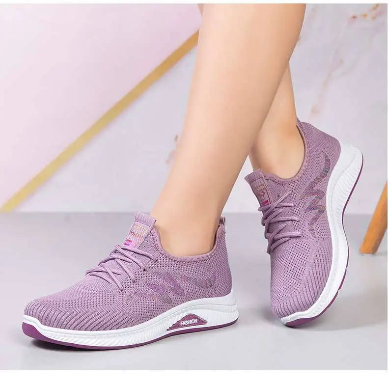 

2021 Spring and Autumn New Women's Sports Shoes Shoes Fashion Mesh Round Toe Shuttle Flat Heel Breathable and Comfortable