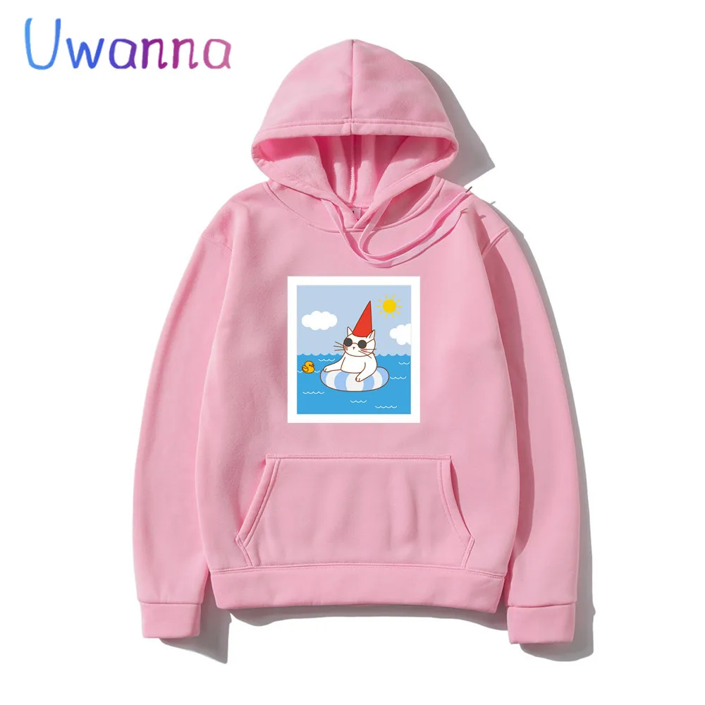 Summer Cute Cat Women Hoodies Long Sleeve Kawaii Oversized Women Clothing Sweetshirts Cartoon Casual Hoodie Dropshipping