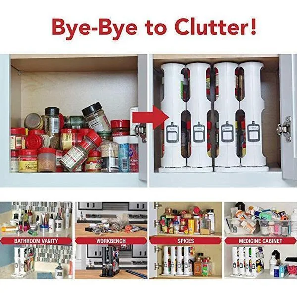 

1PC Rotating Storage Rack Double Layer Kitchen Spice Organizer Multi-Function Rotating Storage Rack Jar Bottle Storage Stand