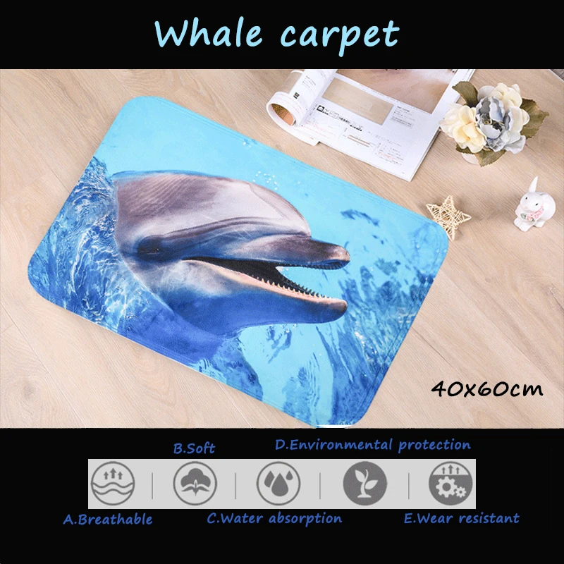 

1PCS 40x60cm/50x80cm/Customizable 3D Halloween Decoration Whale Shark Pumpkin Dinosaur Carpet Bathroom Bedroom Living Room Decor