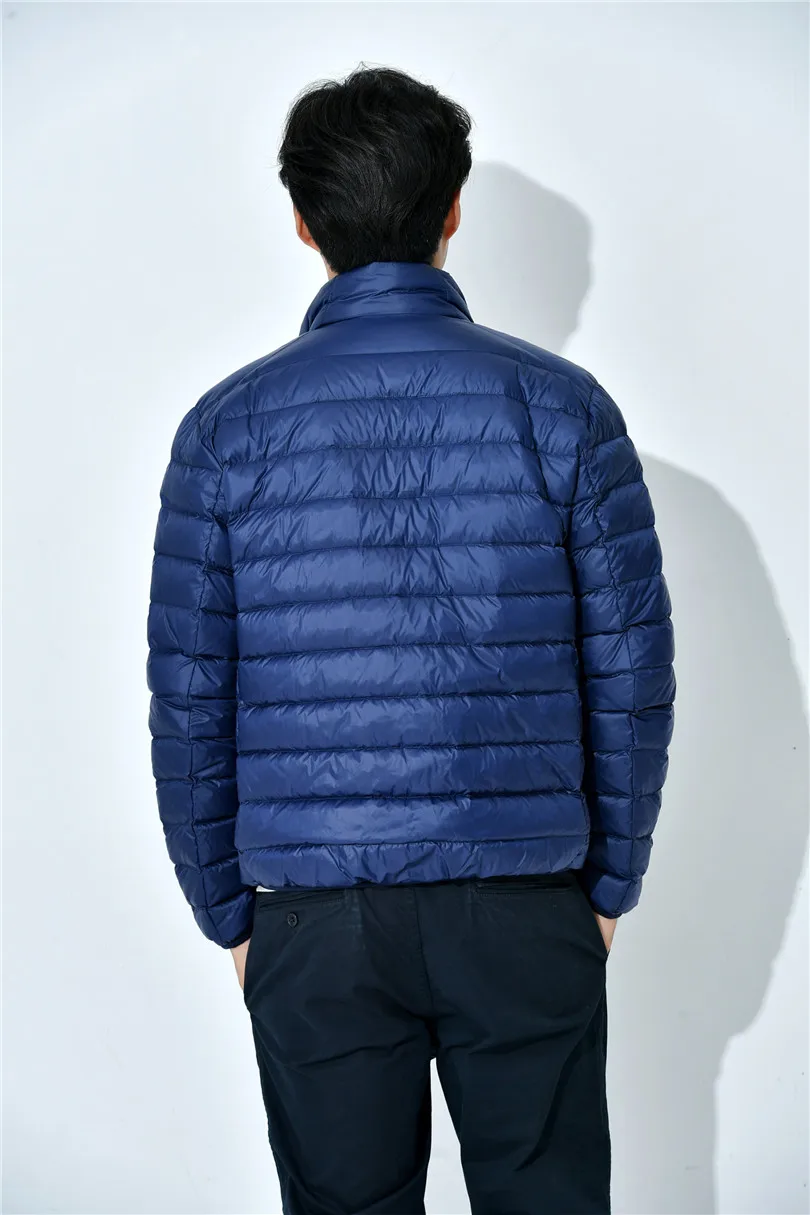 2019 на осень зиму ультра тонкий легкий пуховая куртка для мужчин со стоячим