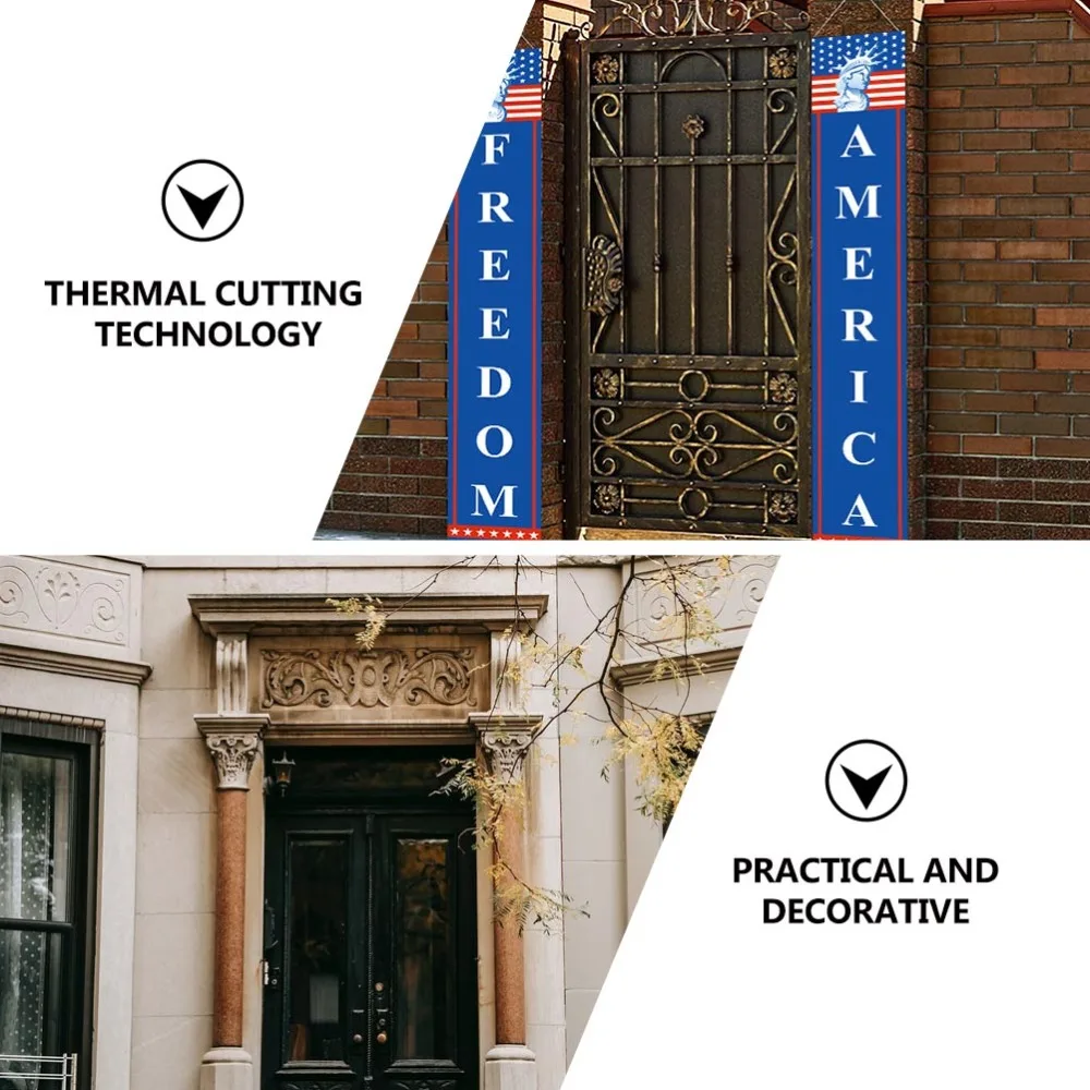 

1 Pair 4th of July Door Banner Front Door Pendant Independence Day Flag