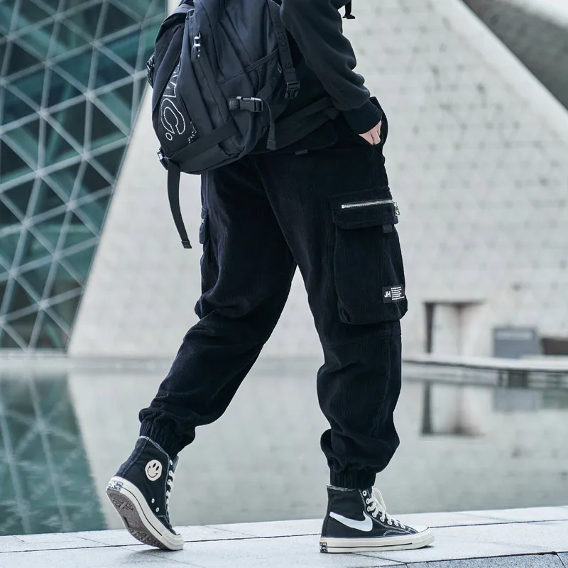 Однодорожные мужские брюки-карго Techwear мужская мода 2021 вельветовые бегуны в стиле