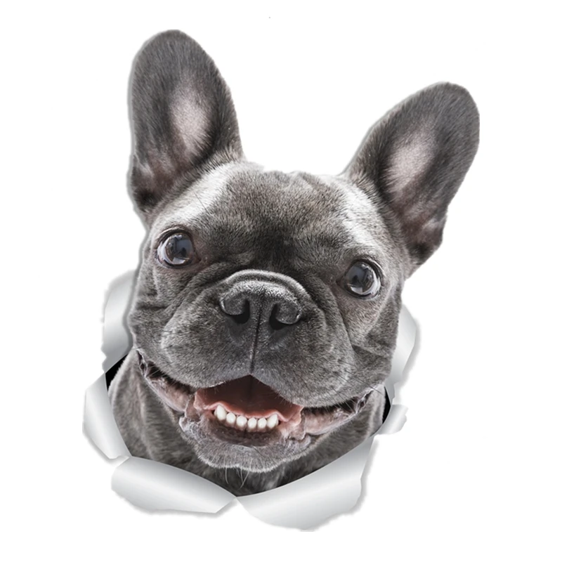 

B0584# 13CM 17CM Self-Adhesive Decal Smiling Frenchie French Bull Dog Car Sticker Waterproof Auto Decors on Bumper Rear Window