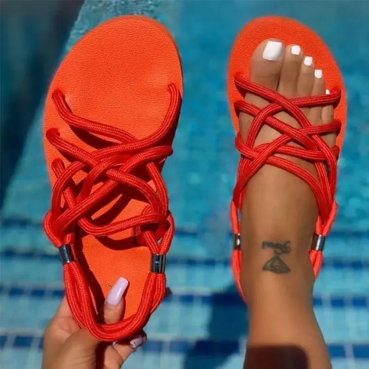 

Strappy Sandals Women Summer Flat Shoes Retro Strap Open Toe Sandals Flat Girls Slingback Gladiator Sandals