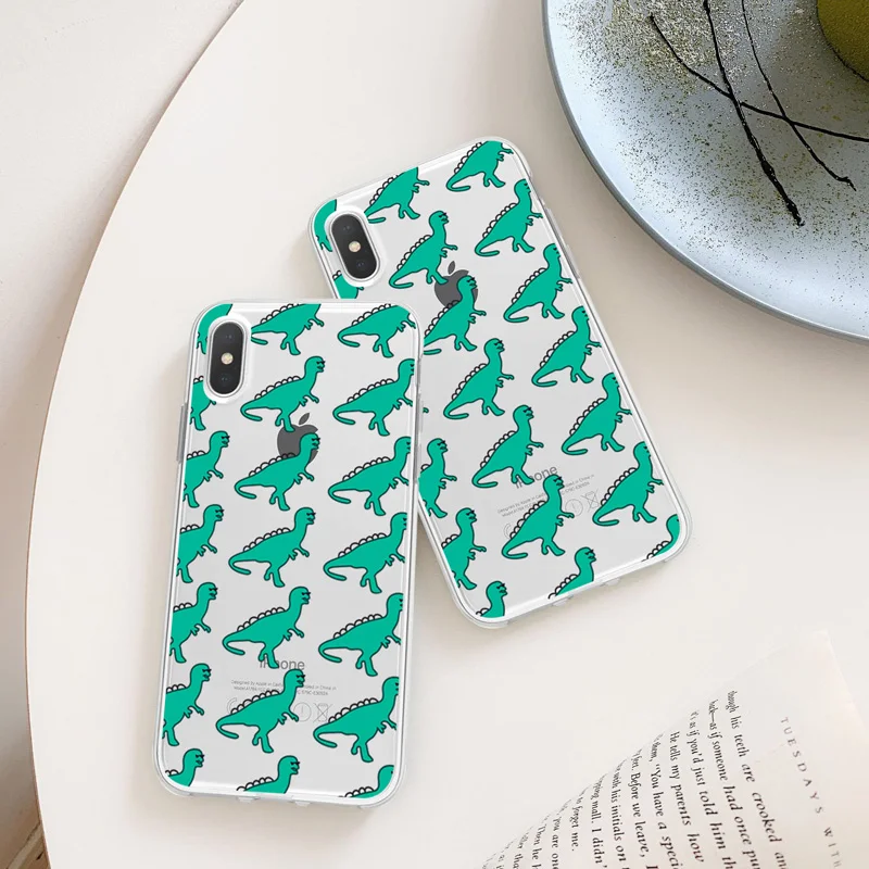 

Cute Cartoon Dinosaur Phone Case For iPhone 11 8 6 6S Plus X XS MAX Cartoon Dinosaur Soft TPU Phone Cover For iPhone 8 7Plus XS