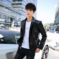 2021 autumn and winter mens leather jacket new wild youth handsome pu leather jacket korean slim side zipper leather jacket