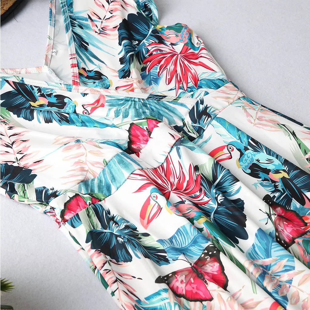 Платье без рукавов с цветочным принтом и V образным вырезом|Сочетающаяся одежда