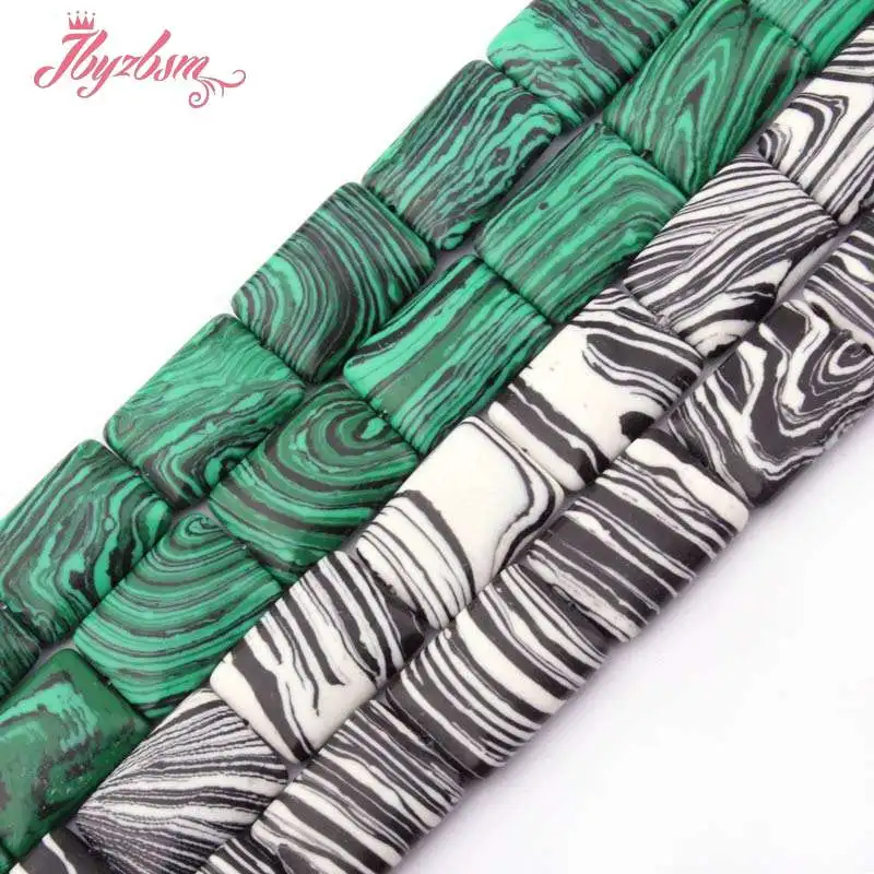 13x18 мм Гладкий прямоугольник бисер искусственный мех малахитовые каменные бусы