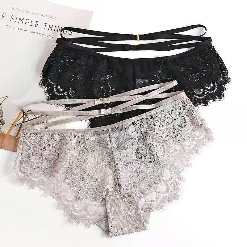 

Sexy lace women's soft and breathable panties, low waist cutout lace trim, cute bowknot panties, comfortable panties A19188