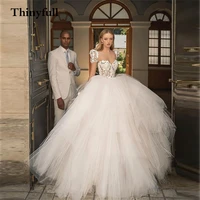thinyfull sleeveless lace flower wedding dresses beach a line sweetheart bridal gowns long princess bride bridal party dresses