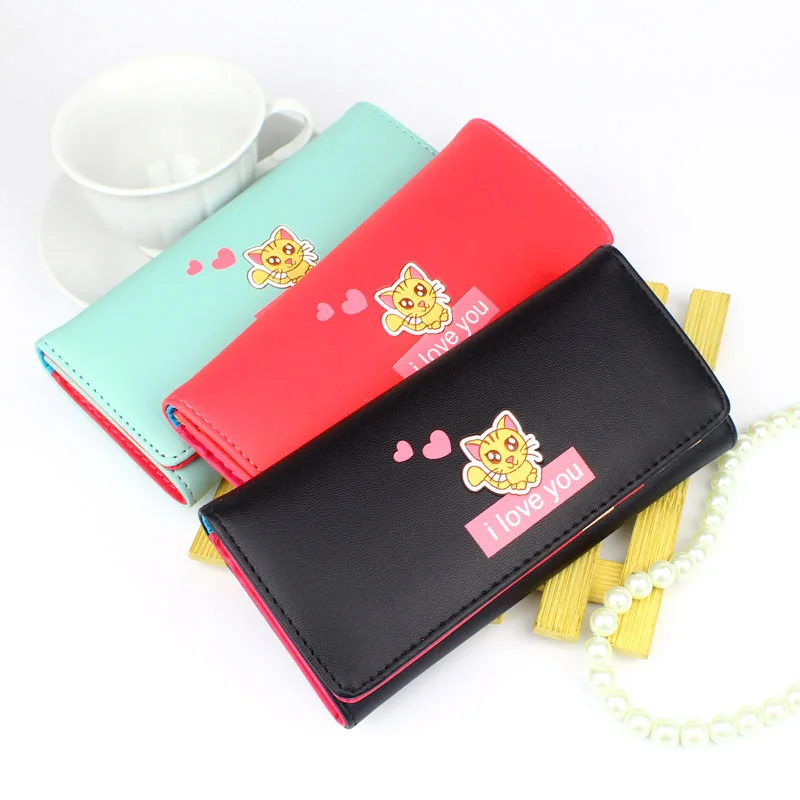 Новые женские кошельки из искусственной кожи с милыми кошками на застежке