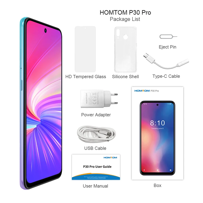 HOMTOM P30 pro Android9.0 стеклянный Чехол для мобильного телефона 4 Гб 64 ГБ 4000 мАч 6 41 дюймов