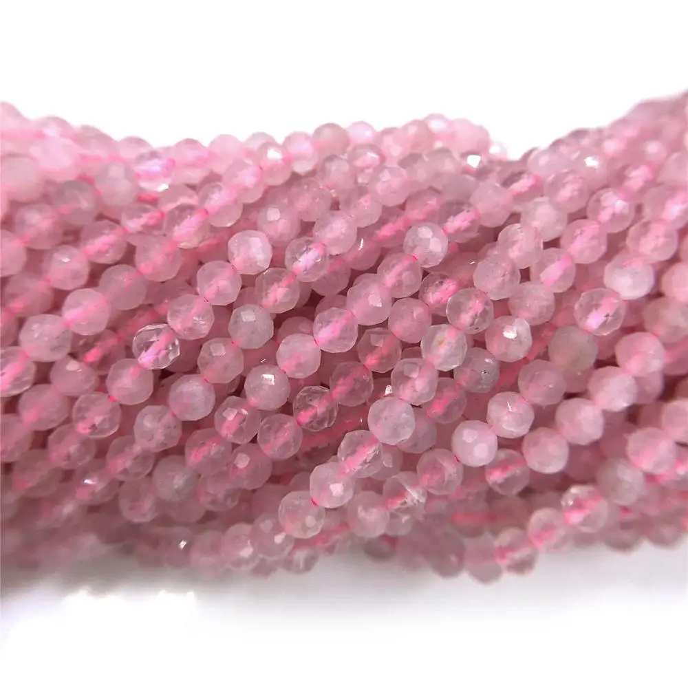 Розовый кварцс ограненный природный камень Бусины Крошечные маленькие 2 мм 3 4