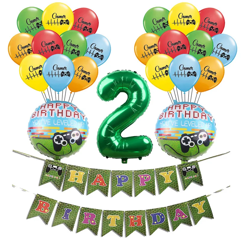 1Set 2 1 Набор игровой ручки контроллер Латексные Шары Баннер овсянка с днем рождения флажки для украшения овсянки Игрушки для мальчиков детские шары - Color: 1Set 2