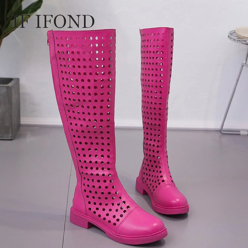 IFOND/сапоги женские летние сапоги до колена из искусственной кожи с круглым носком