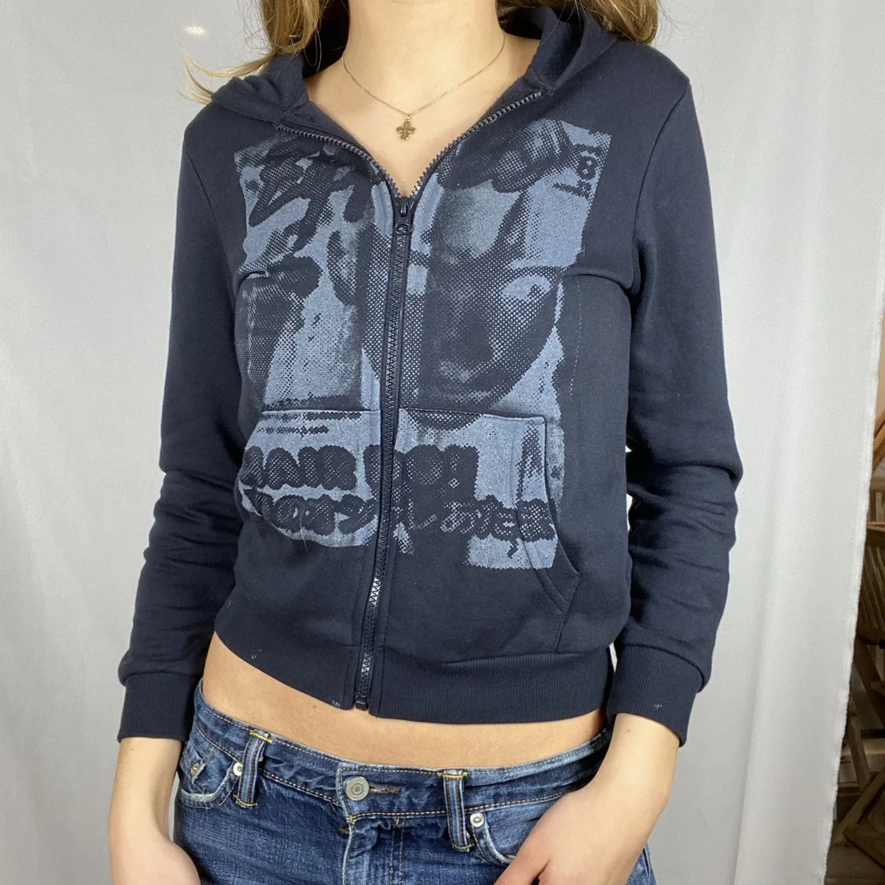 

European and American head print cardigan street fashion hooded Y2K Jacket Women's wear