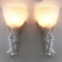 mediterranean european angel wall lamps resin carving sconces wall lights living room bedroom bathroom aisle aisle fixtures