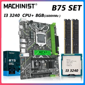 machinist b75 motherboard lga 1155 set kit intel core i3 3240 cpu processor ddr3 8gb 24g ram memory with vga hdmi b75 pro u5 free global shipping