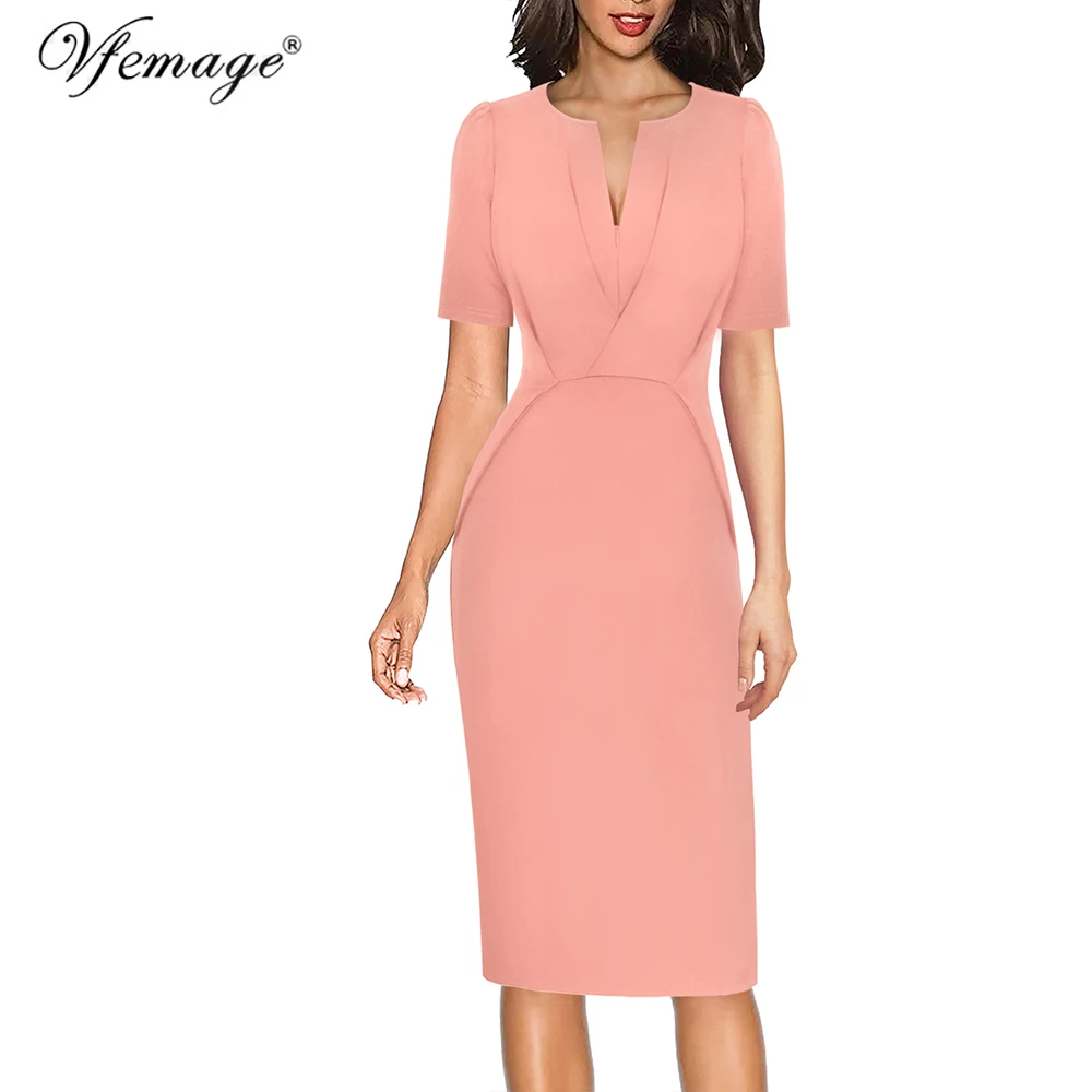 Женское облегающее платье футляр Vfemage элегантное на молнии без рукавов для