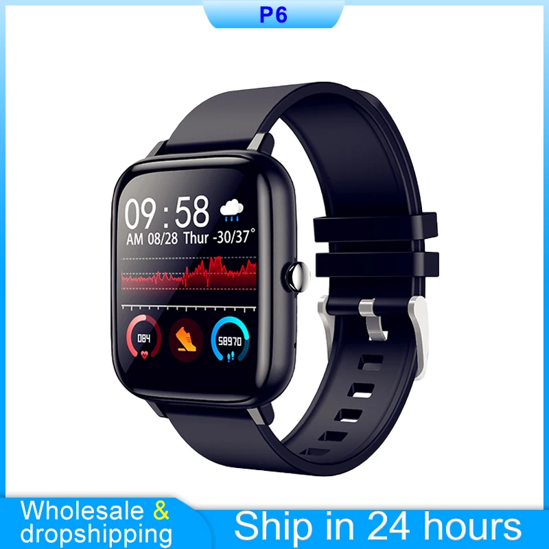 

P6 Smart Watch 2021 Men Women 1.54" Waterproof Smart Clock Fitness Tracker Full Touch Screen Heart Rate Monitor For iOS Android