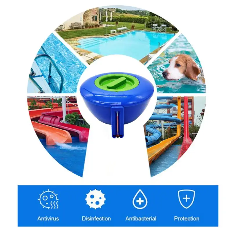 Pool Floating Chlorine Dispenser With Thermometer 7" Diameter Floater For Indoor & Outdoor Swimming Pools Spa Hot Tub | Дом и сад