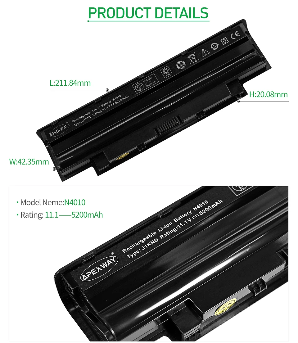 11,1 v Аккумулятор для ноутбука Dell Inspiron N5110 J1KND J4XDH N7110 N3110 N4050 N5050 M4040 Vostro 1450 1540 1550 3450 3550 3750