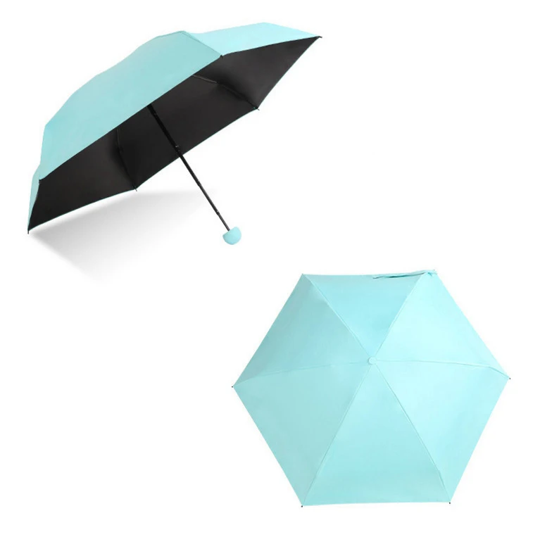 Blue Мини-капсула зонтик пятискладной солнцезащитный анти-УФ UPF50+ Зонт parapluie складной женский Карманный Зонт для женщин - Цвет: Blue