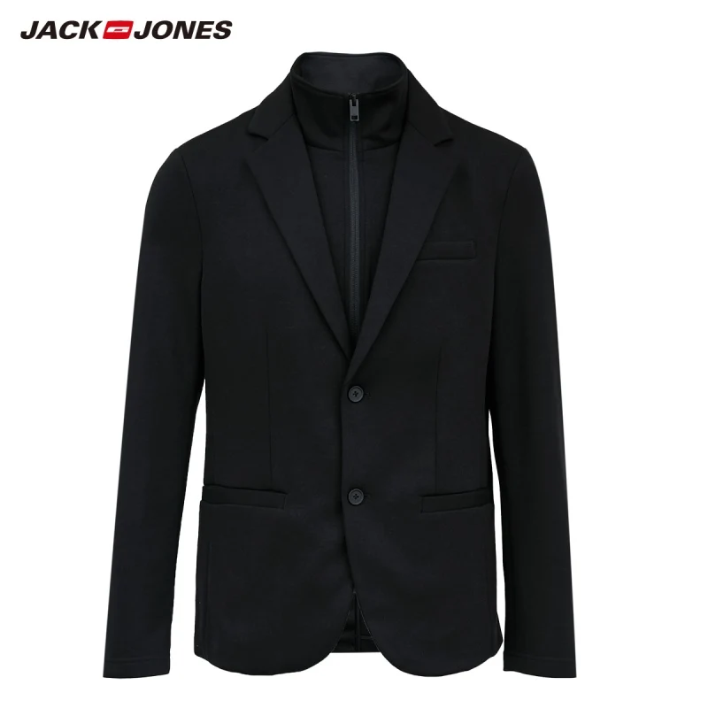 Мужской приталенный пиджак JackJones деловой Повседневный трикотажный на двух