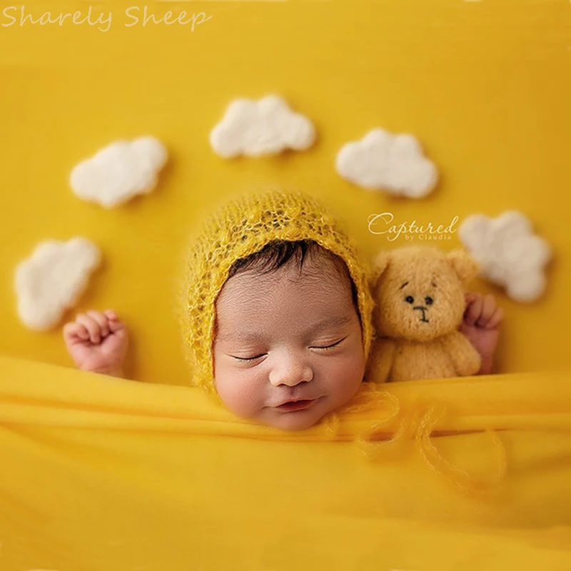 

Фон для фотосессии новорожденных мальчиков и девочек, из фетра, со звездами, луной, облаками, реквизит для фотосъемки, реквизиты для фона фотографии