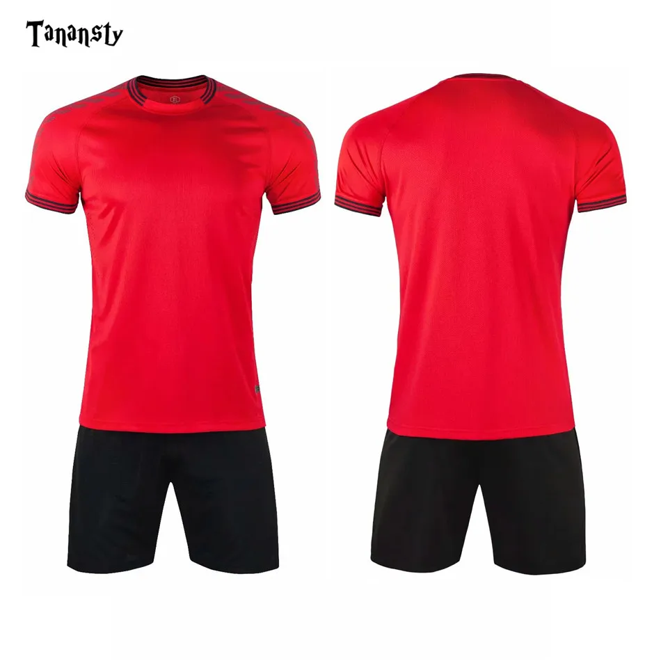 Jersey Blank Football Men Soccer Survetement Uniform Adult CustomizeTraining Tracksuit Uniforms Shirt with Shorts Suits New Set
