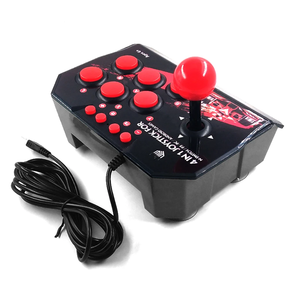 

4-in-1 USB Wired Controller Game Joystick Retro Arcade Station for Nintendo N-Switch/PS3/PC/Android Games Console Rocker Gamepad