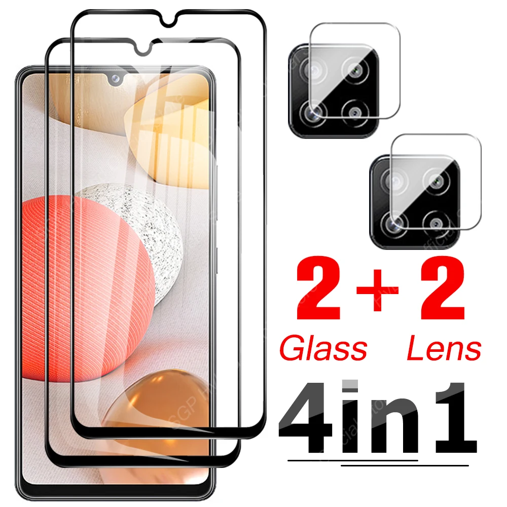 4-в-1 чехол из закаленного стекла для Samsung Galaxy A42 5G A40 A41 S10 Lite S20 FE A 40 41 42 A4 4 1 2 Защита