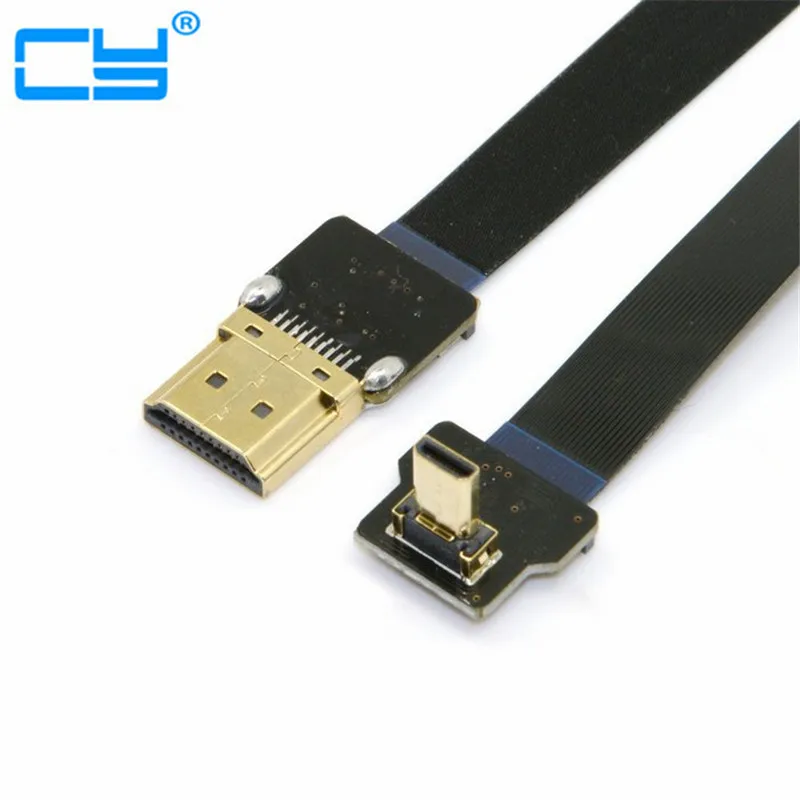 

90 Degree Up Angled FPV Microhdmi Male to HDMI-compatible Male FPC Flat Cable for GOPRO Multicopter Aerial Photography 5cm-80cm