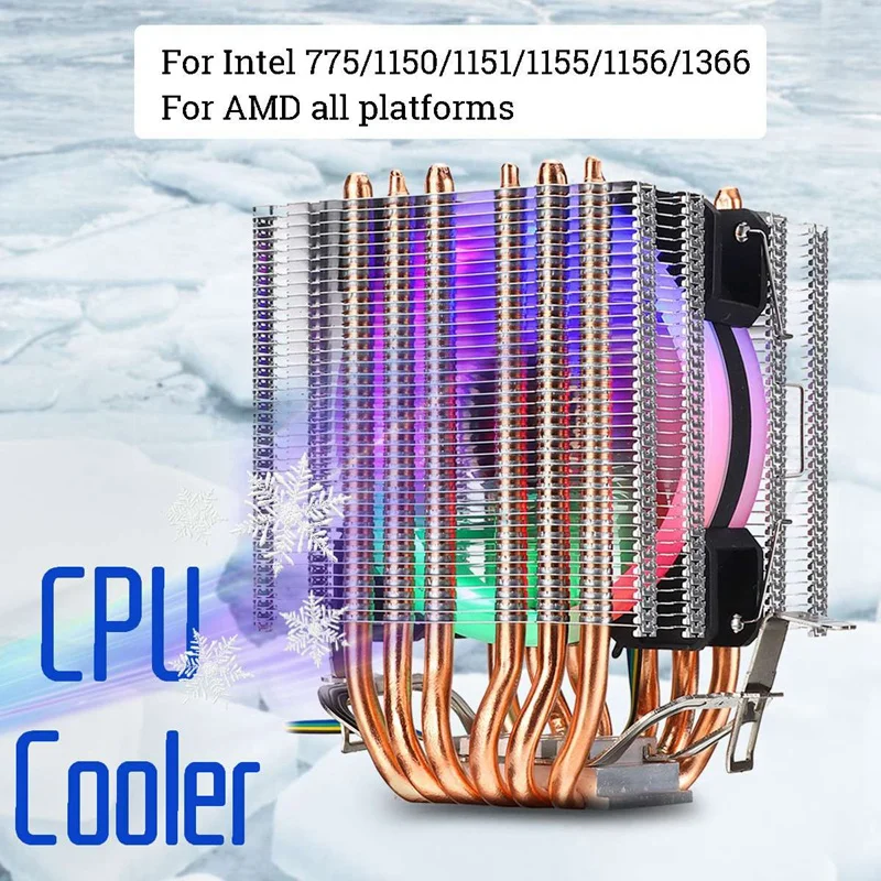 6 Heat Pipe Cpu Cooler Led Fan 3 Line Heatsink For Intel 775/1150/1155/1156/1366 Amd All | Компьютеры и офис