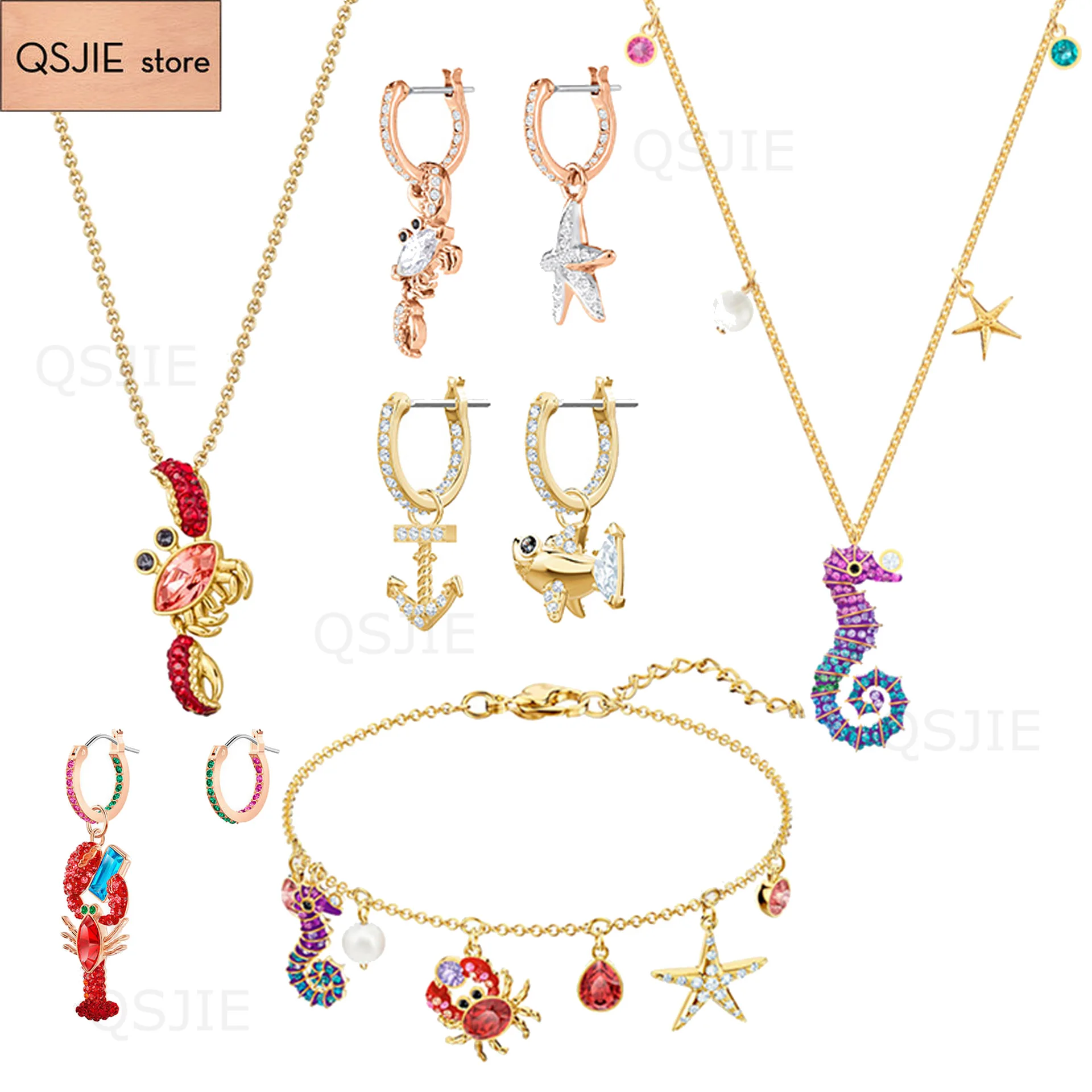 

High Quality SWA fashion exquisite lovely marine life series colorful beautiful women jewelry pendant necklace