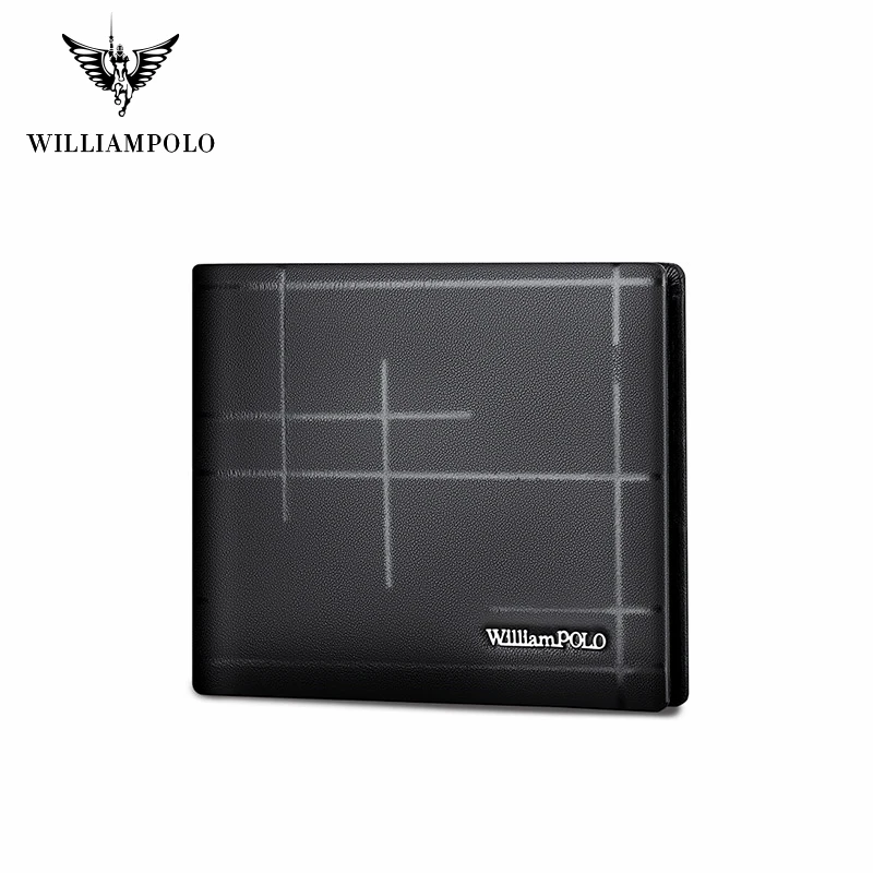 

WILLIAMPOLO 2022 Fashion Men‘s Short Wallet Genuine Leather High Quality Card Holder Bag Male Standard Wallets Pocket Purse