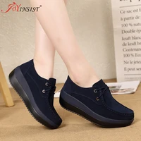2022 spring korean version of the leather belt shaking shoes women thick soled shoes womens shoes leisure wedge mother shoes