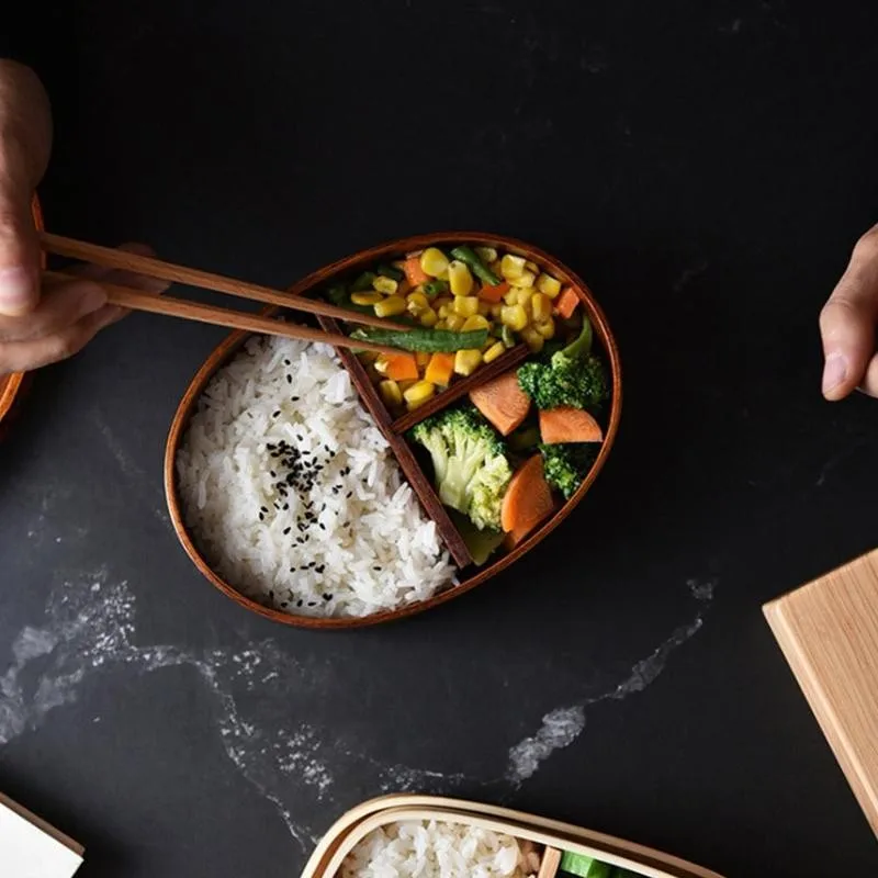 Портативный деревянный Ланч-бокс в японском стиле для сохранения свежести бенто