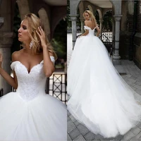 new princess ball gown wedding dresses sweetheart off shoulder bridal gowns beaded tiered tulle lace beaded wedding dress