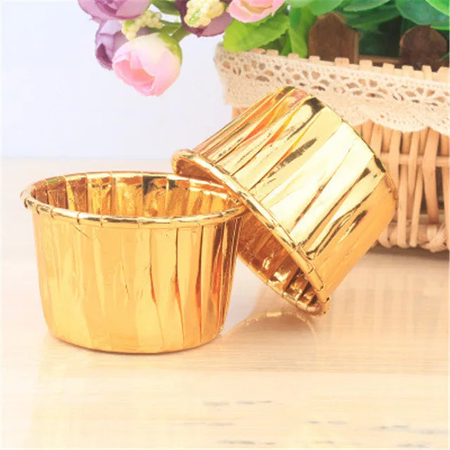 50Pcs Cake Cup Противни для выпечки тортов из алюминиевого сплава с антипригарным покрытием, Противни для выпечки в форме сердца, Оловянная кастрюля для торта, форма для выпечки сыра, хлеба, Противни Для Выпечки - Цвет: 50Pcs Cake Cup